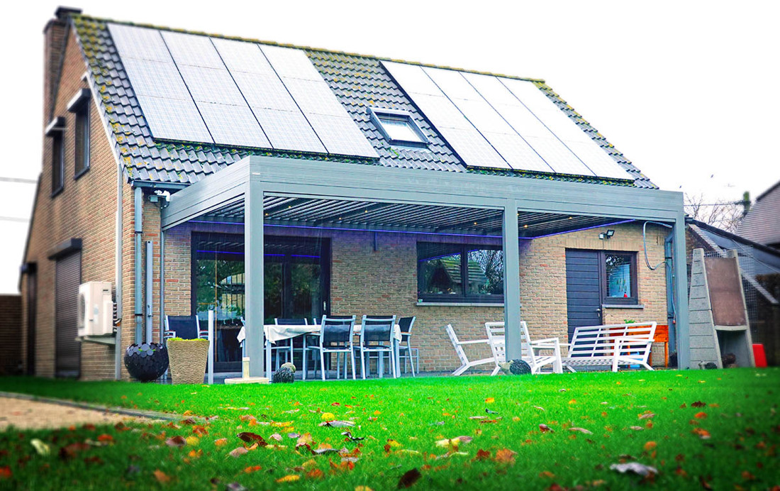 moderne overkapping met lamellendak